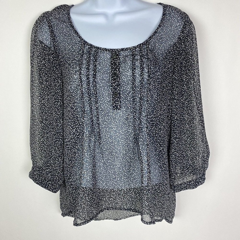 Semi Sheer 90s Floral Pleated Blouse